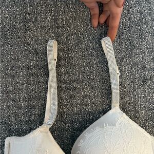 Victoria's Secret White Bra with Rhinestone Straps